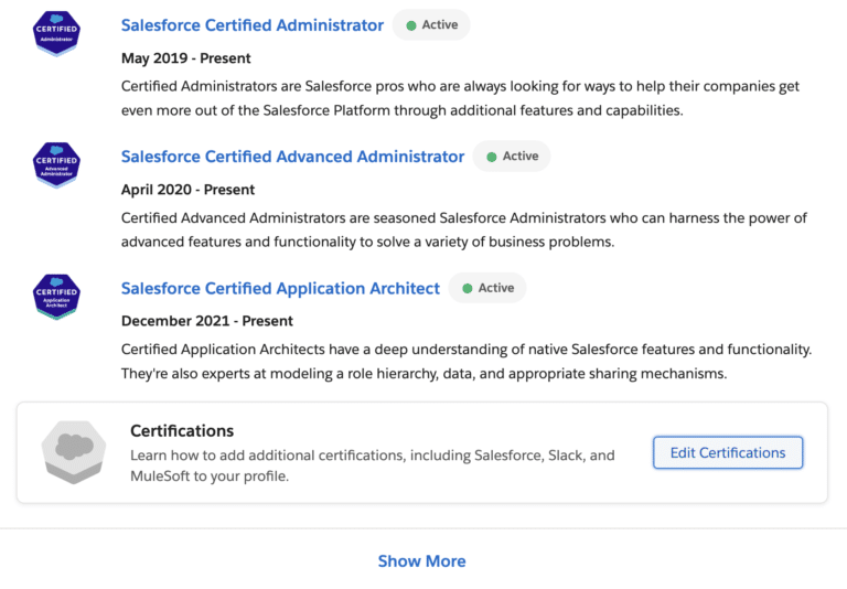 Verification Certification Salesforce