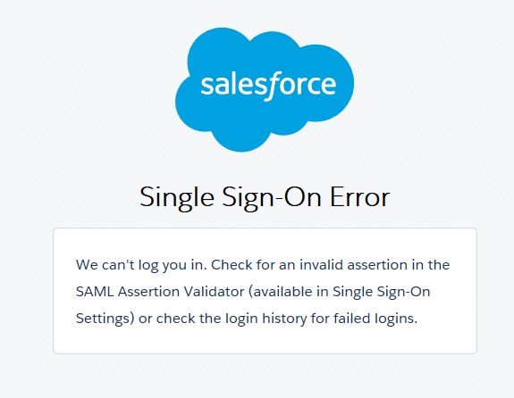 Salesforce Single Sign-On Error