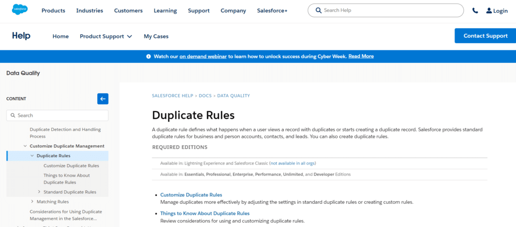 Salesforce Duplicate Rules