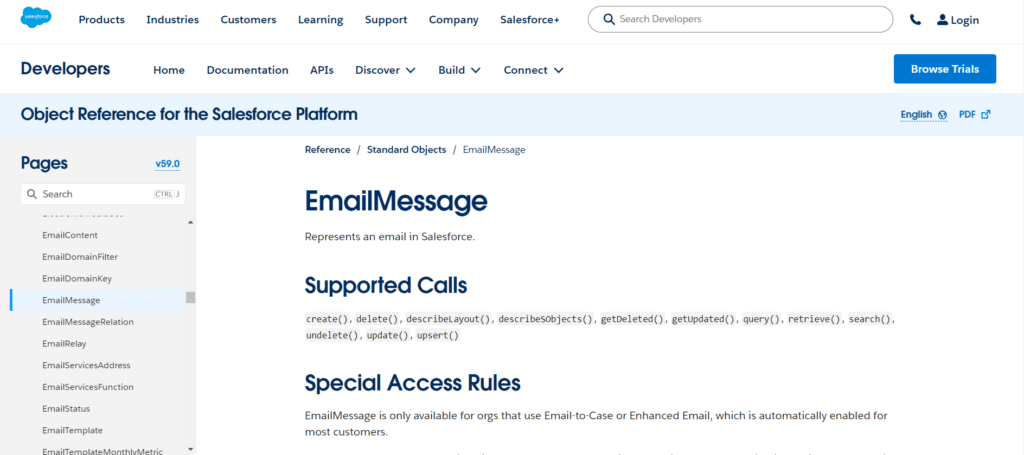 EmailMessage Object in Salesforce